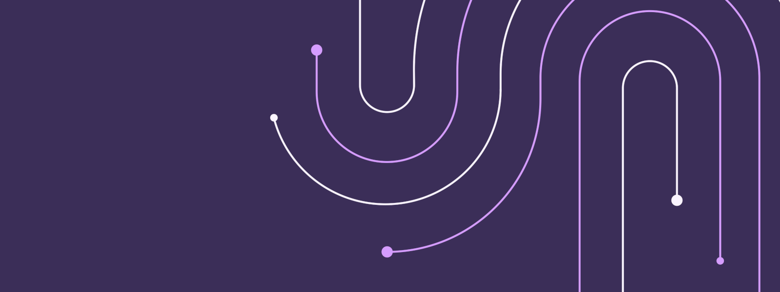 Ilustración de líneas sólidas formando curvas en forma sobre un fondo púrpura